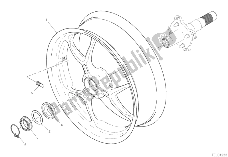 All parts for the Rear Wheel of the Ducati Hypermotard 950 Thailand 2020
